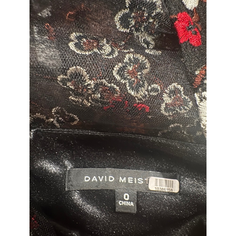 David Meister Falling Petal‎ Embroidered Sheath Dress Black Red White Size 0 - Picture 9 of 9